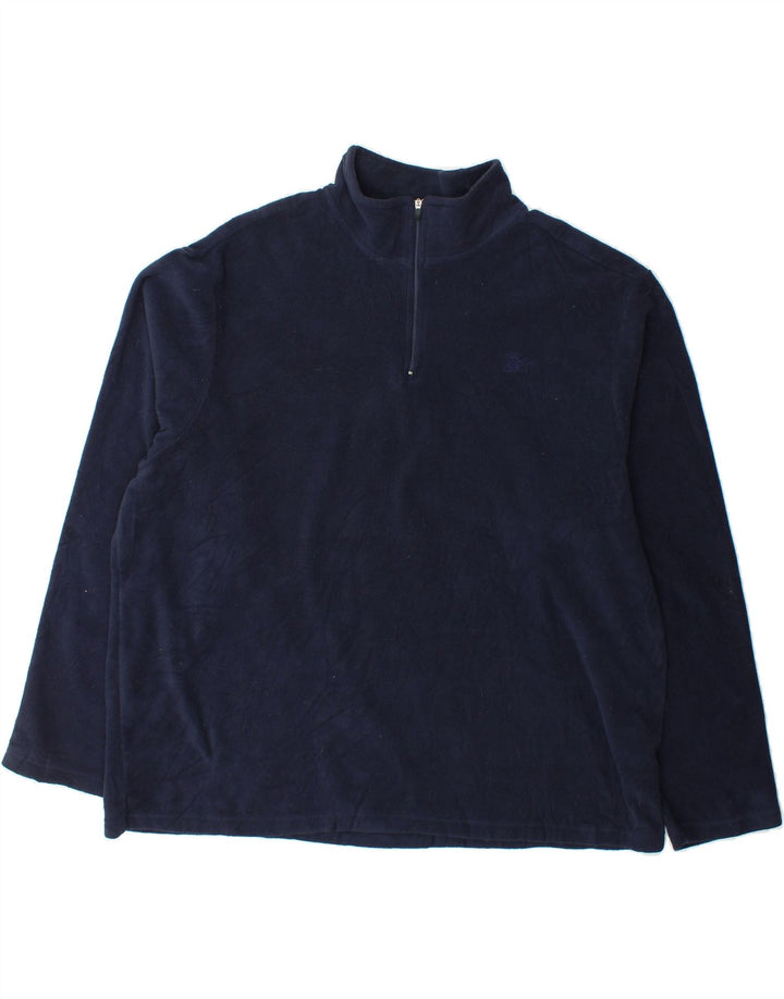 STARTER Mens Zip Neck Fleece Jumper XL Navy Blue Polyester Vintage Starter and Second-Hand Starter from Messina Hembry 