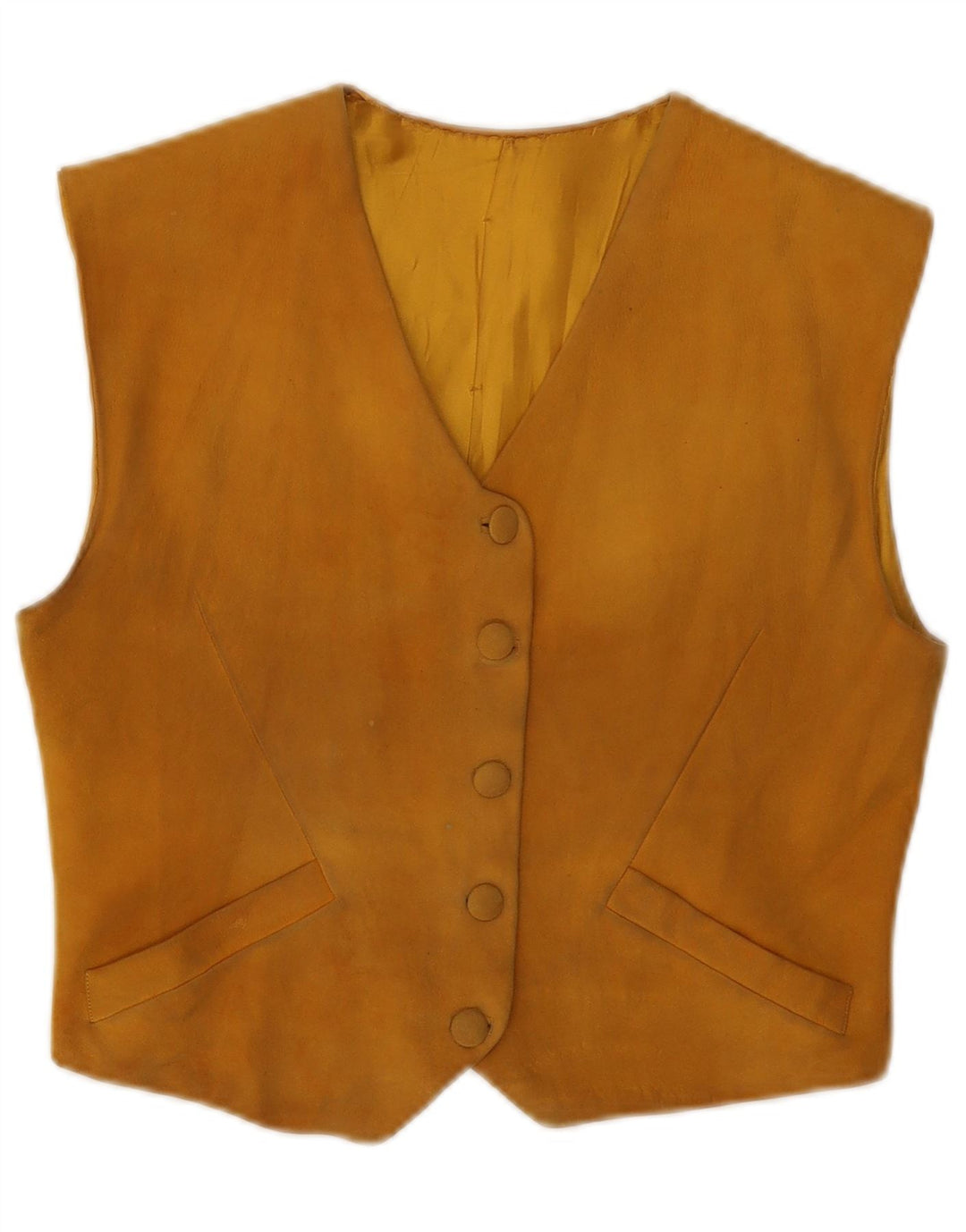 Vintage γυναικείο σουέτ γιλέκο UK 8 Small Beige
