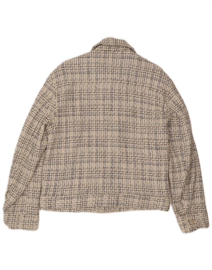Zara Ανδρικό Bomber Jacket UK 38 Medium Off White Check Cotton