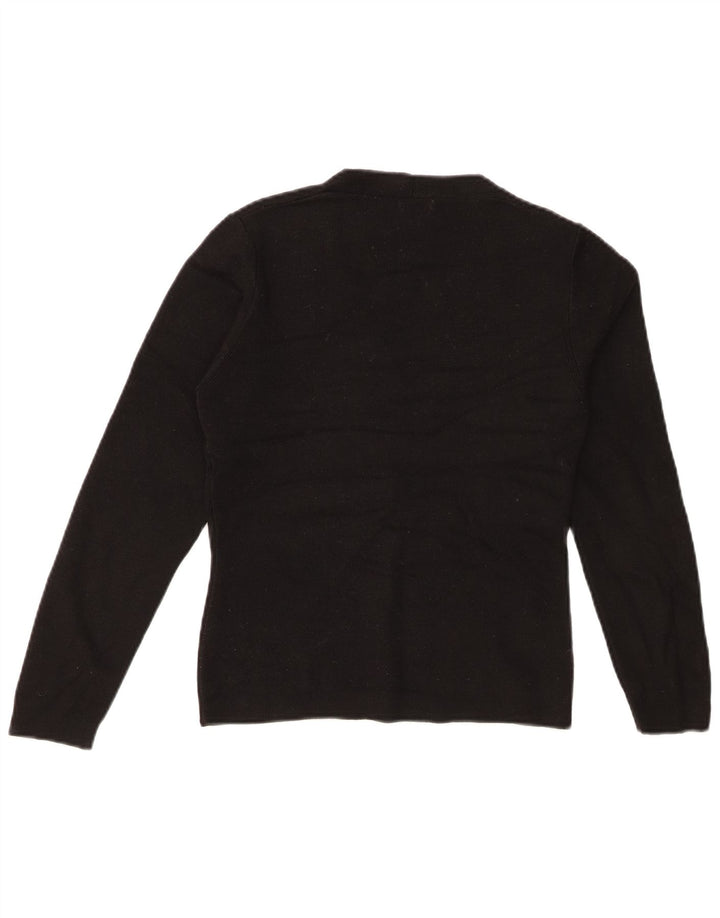 BENETTON Γυναικεία ζακέτα πουλόβερ UK 10 Small Black Wool