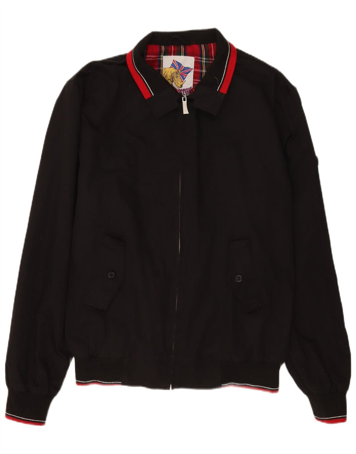 Vintage Ανδρικό Bomber Jacket UK 44 2XL Μαύρο πολυεστέρα ρετρό