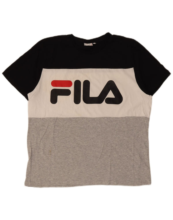 Ανδρικό γραφικό T-Shirt Fila Top XL Πολύχρωμο Colourblock Βαμβακερό