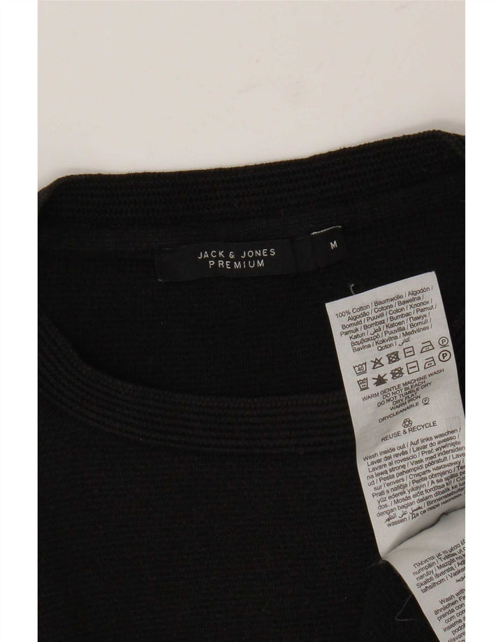 Jack & Jones Ανδρικό πουλόβερ με λαιμόκοψη, μεσαίο μαύρο βαμβακερό