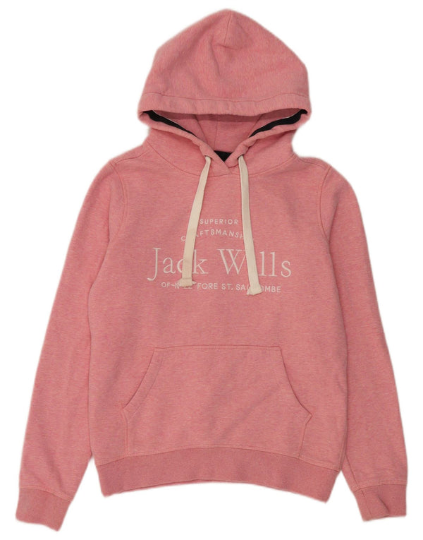 Jack Wills Γυναικεία γραφικά μπλούζα με κουκούλα UK 8 Μικρά βαμβακερά ροζ φλύκταινα