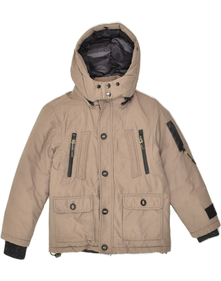 DIADORA Boys Hooded Windbreaker Jacket 7-8 Years Small Brown Cotton | Vintage Diadora | Thrift | Second-Hand Diadora | Used Clothing | Messina Hembry 