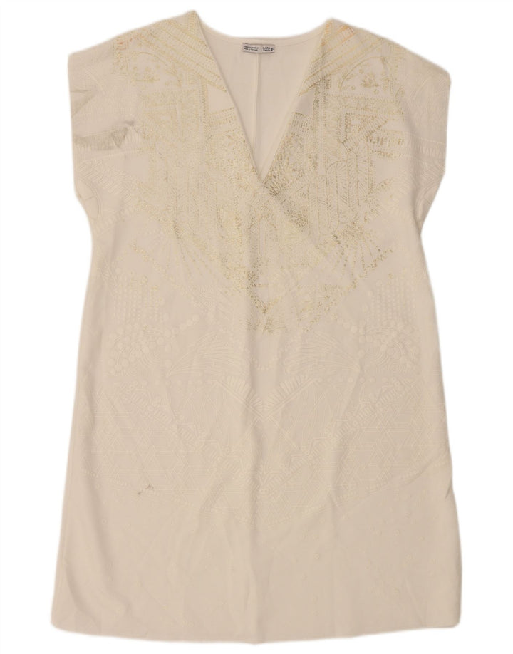 Zara Γυναικείο φόρεμα Shift UK 12 Medium White Paisley