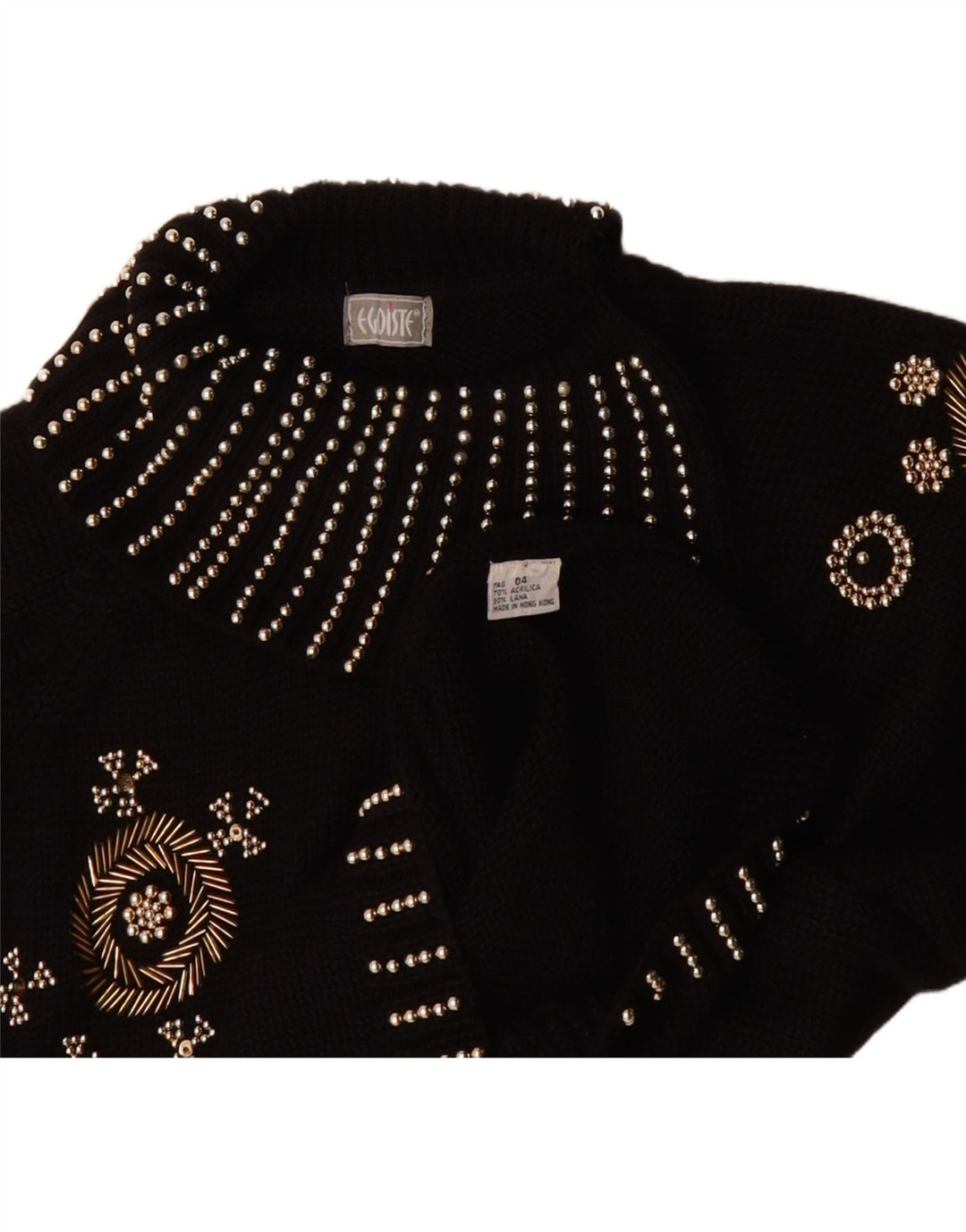 EGOISTE Womens Oversized Roll Neck Jumper Sweater EU 4 Small Black Floral Vintage Egoiste and Second-Hand Egoiste from Messina Hembry 