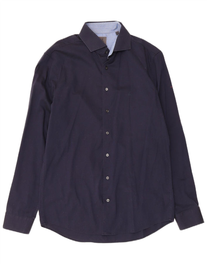 Ανδρικό πουκάμισο Calvin Klein Εφαρμοσμένο, Μέγεθος 39 15 1/2 Medium Navy Blue από βαμβάκι