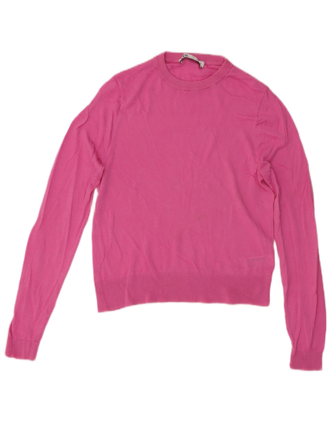 Zara Γυναικείο πουλόβερ με λαιμόκοψη UK 12 Medium Pink Lyocell