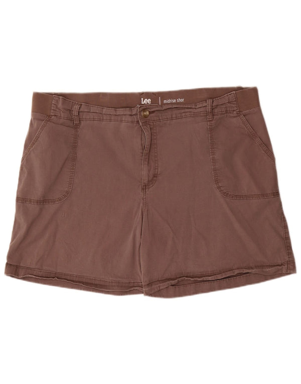 LEE Womens Riders Ψηλόμεσο σορτς Chino US 22 3XL W44 καφέ βαμβακερό