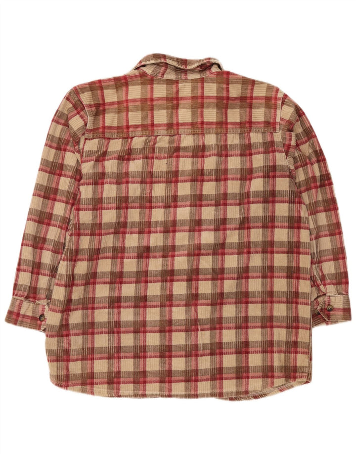 Ανδρικό κοτλέ πουκάμισο MARKS & SPENCER Μέγεθος 16 Μεγάλο μπεζ βαμβακερό καρό