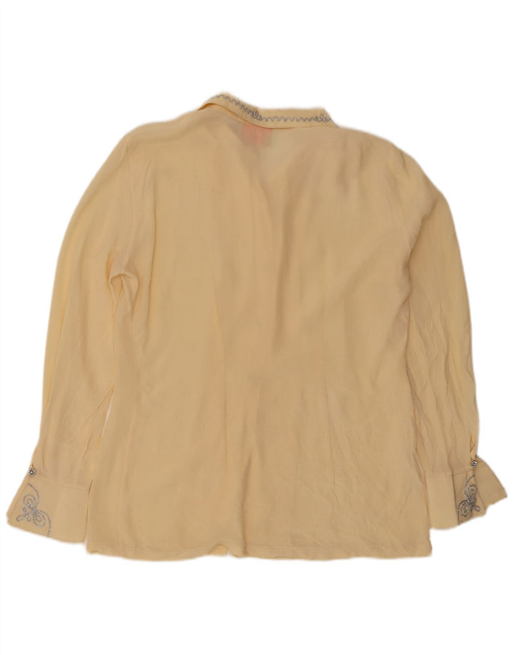 Vintage γυναικείο πουκάμισο μπλούζα UK 16 Large Yellow Silk
