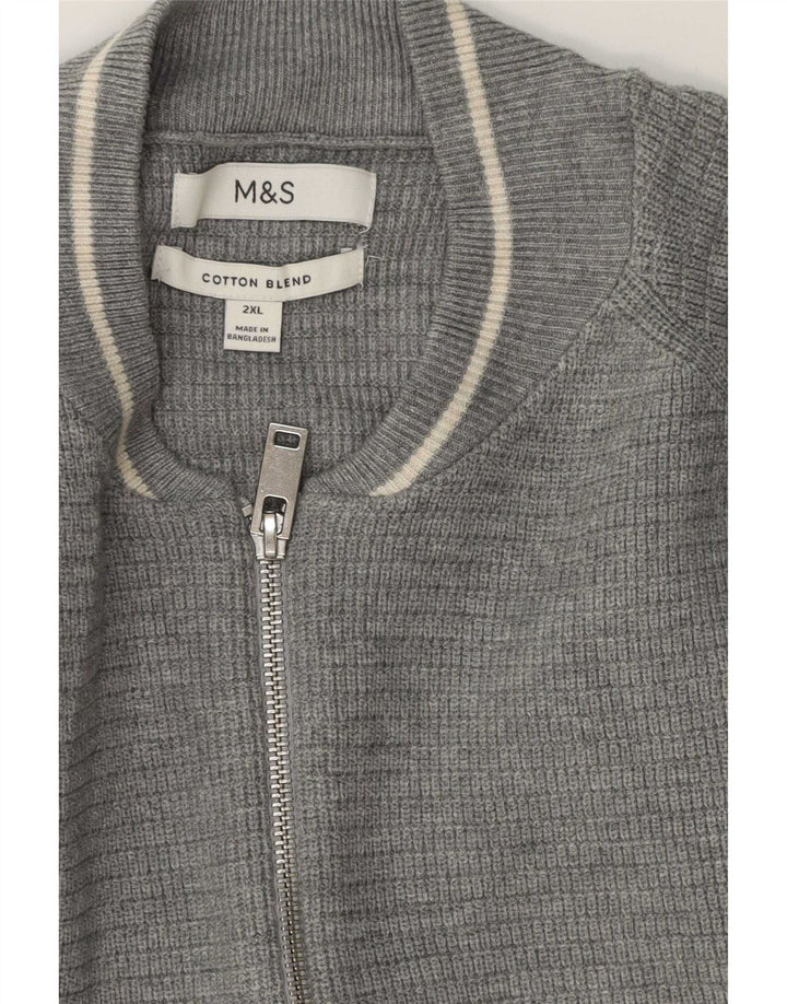 Marks & Spencer Ανδρικό πουλόβερ ζακέτα με πλήρες φερμουάρ 2XL γκρι βαμβακερό