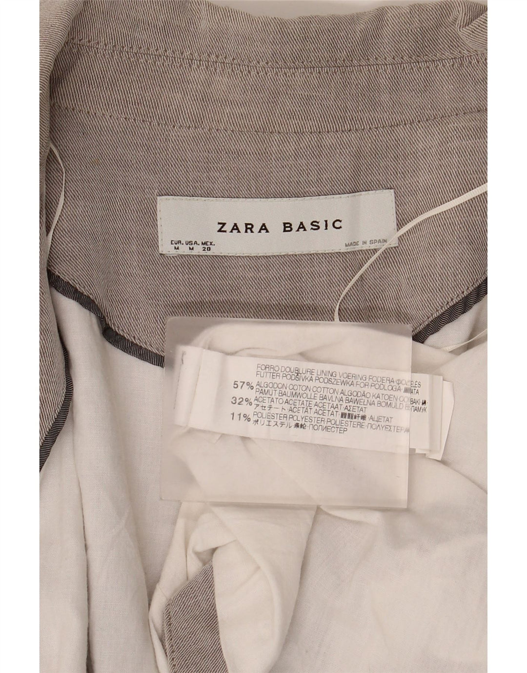 Zara Γυναικείο Open Crop Blazer Jacket UK 12 Medium Grey Cotton