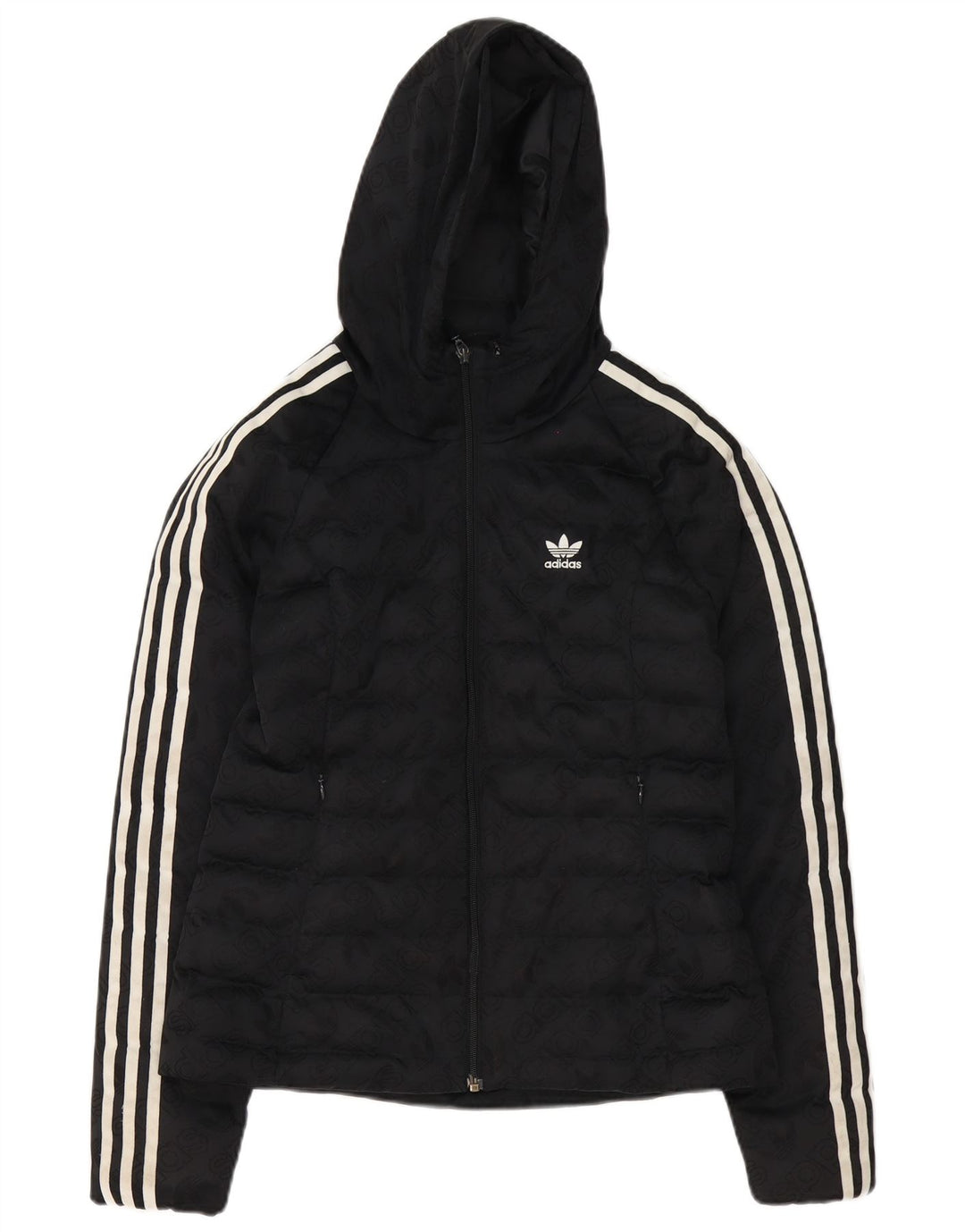 Γυναικείο γυναικείο τζάκετ με κουκούλα Adidas UK 8 μικρό μαύρο πολυεστέρα