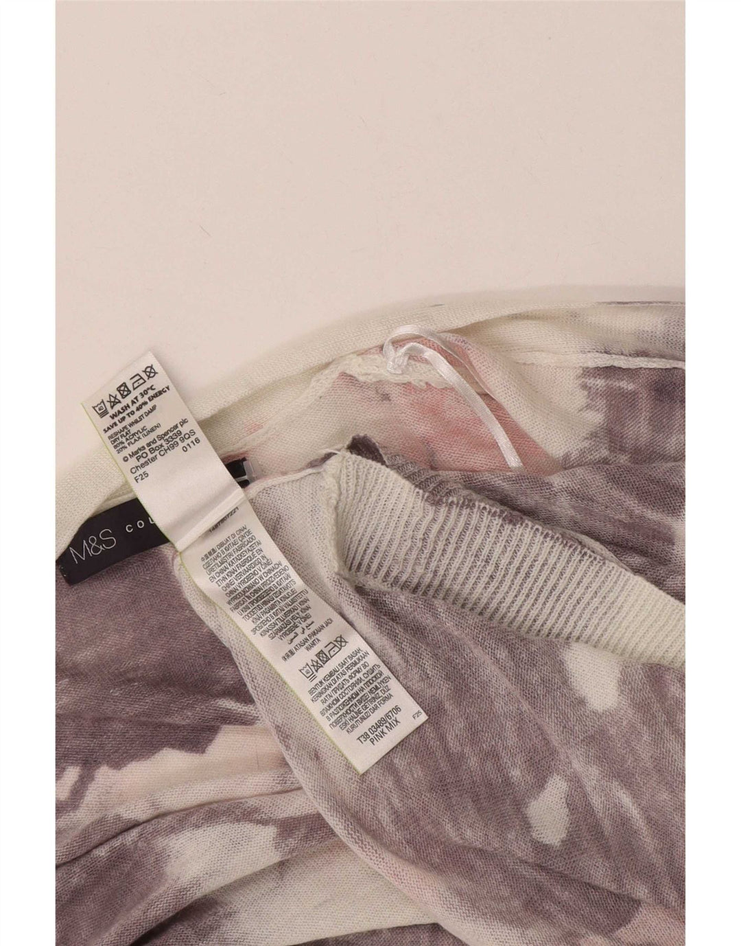 Marks & Spencer Γυναικείο πουλόβερ ζακέτα με αφηρημένο σχέδιο UK 14 Medium Pink
