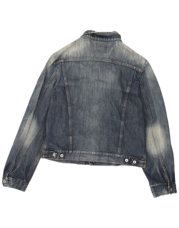 Replay Mens Acid Wash Distressed Denim Jacket UK 44 2XL Blue Cotton