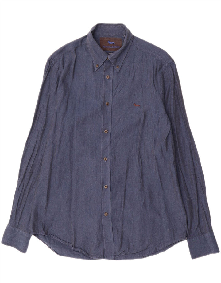 Ανδρικό πουκάμισο με κανονική εφαρμογή Harmont & Blaine XL Navy Blue Cotton