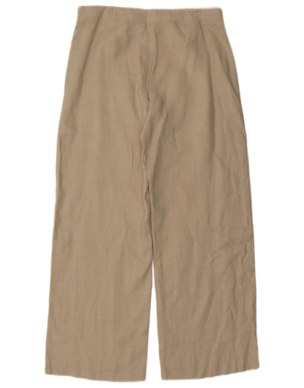 Stefanel Γυναικείο φαρδύ παντελόνι casual IT 44 Medium W30 L29 Beige Ramie