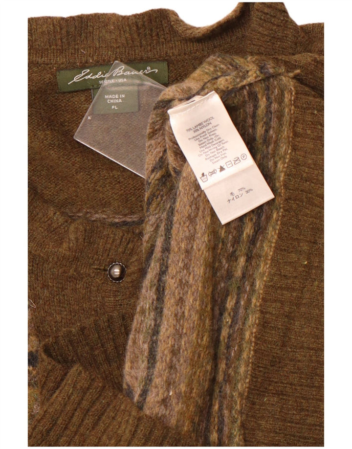 Eddie Bauer Γυναικείο πουλόβερ Petite Cardigan UK 14 Large Green Lambswool