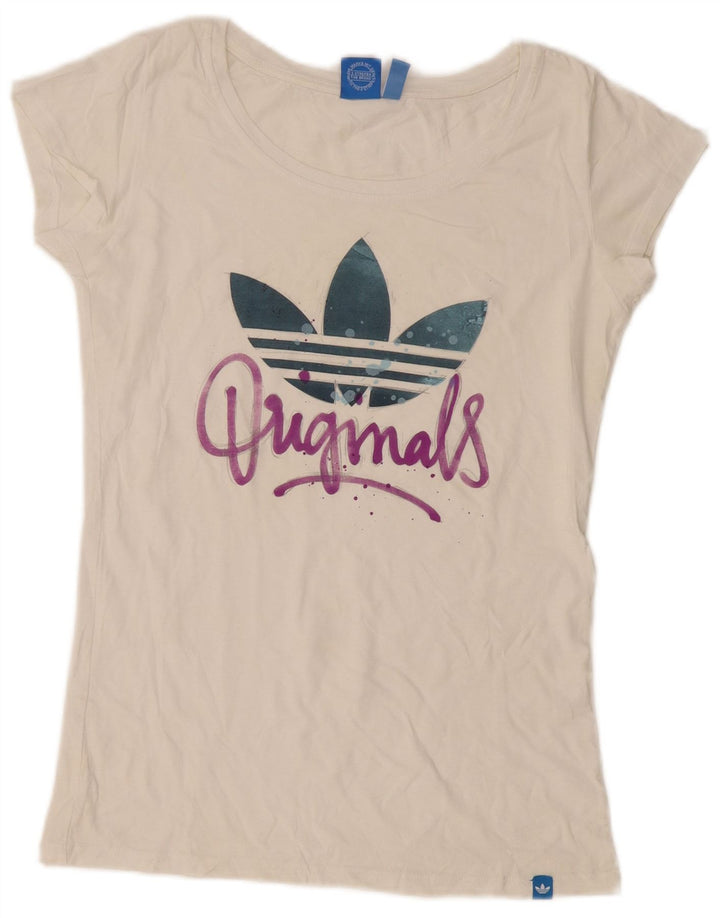 Γυναικείο γραφικό T-Shirt Adidas Top UK 12 Medium White