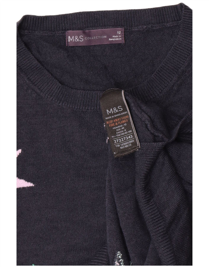 Marks & Spencer Γυναικείο πουλόβερ με λαιμόκοψη UK 12 Medium Navy Blue