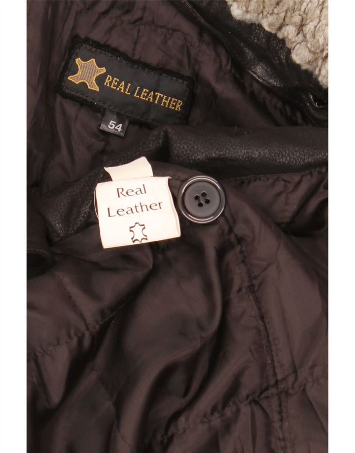 Vintage Ανδρικό Δερμάτινο Παλτό IT 54 2XL Μαύρο Δερμάτινο