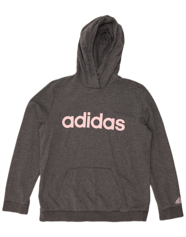 ADIDAS Γυναικεία γραφικά φούτερ με κουκούλα UK 16/18 Large Grey Polyester