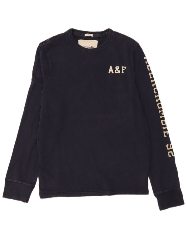 Abercrombie & Fitch Ανδρικό Μυϊκό Γραφικό Μακρυμάνικο XL Μπλε Βαμβακερό