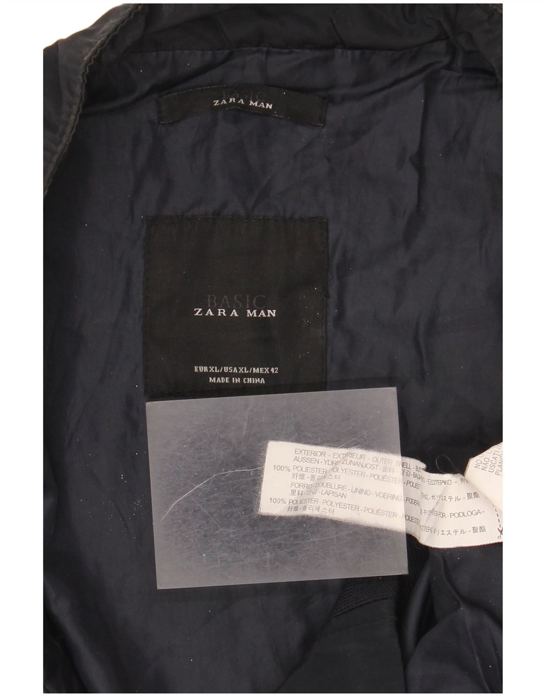 Zara Ανδρικό Bomber Jacket UK 42 XL Navy Blue Polyester