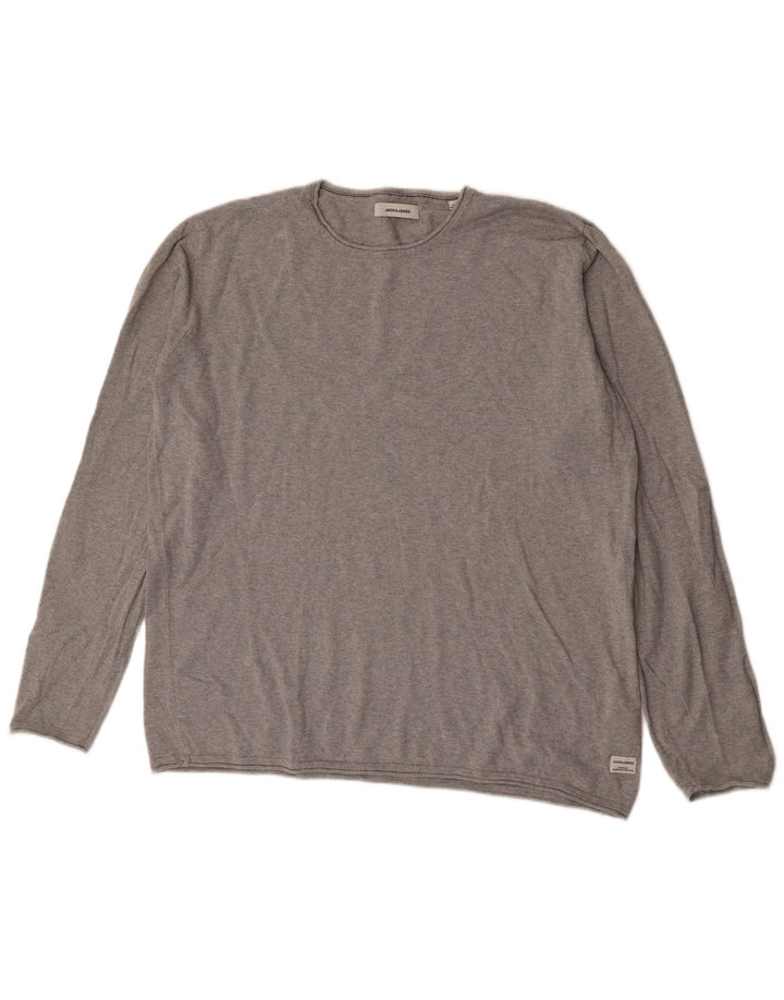 Jack & Jones Ανδρικό πουλόβερ με λαιμόκοψη 2XL γκρι