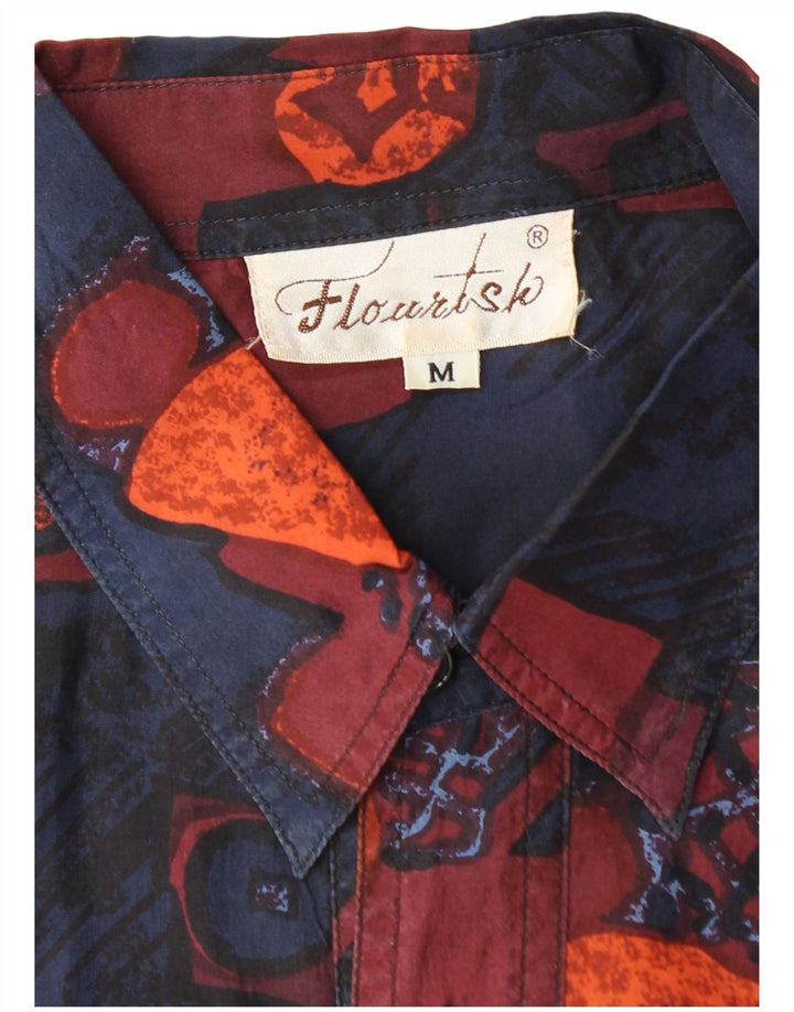 Vintage Ανδρικό κοντομάνικο πουκάμισο Μεσαίο πολύχρωμο γεωμετρικό μετάξι