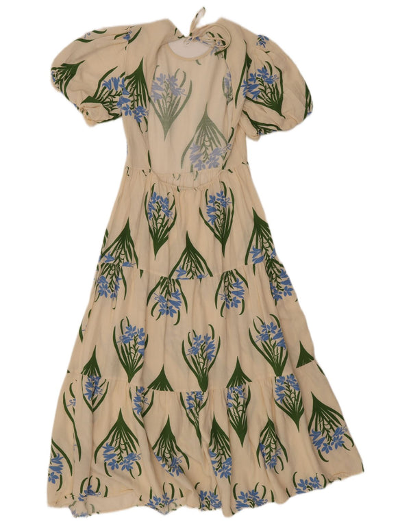 Zara Γυναικείο φόρεμα με επίπεδα UK 12 Medium Beige Floral Viscose