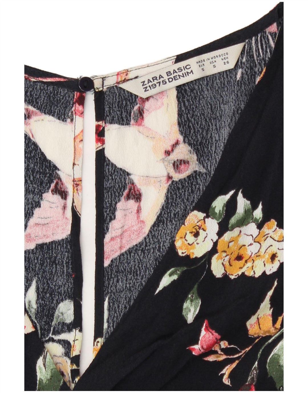 Zara Γυναικείο Playsuit UK 10 Small Black Floral Viscose