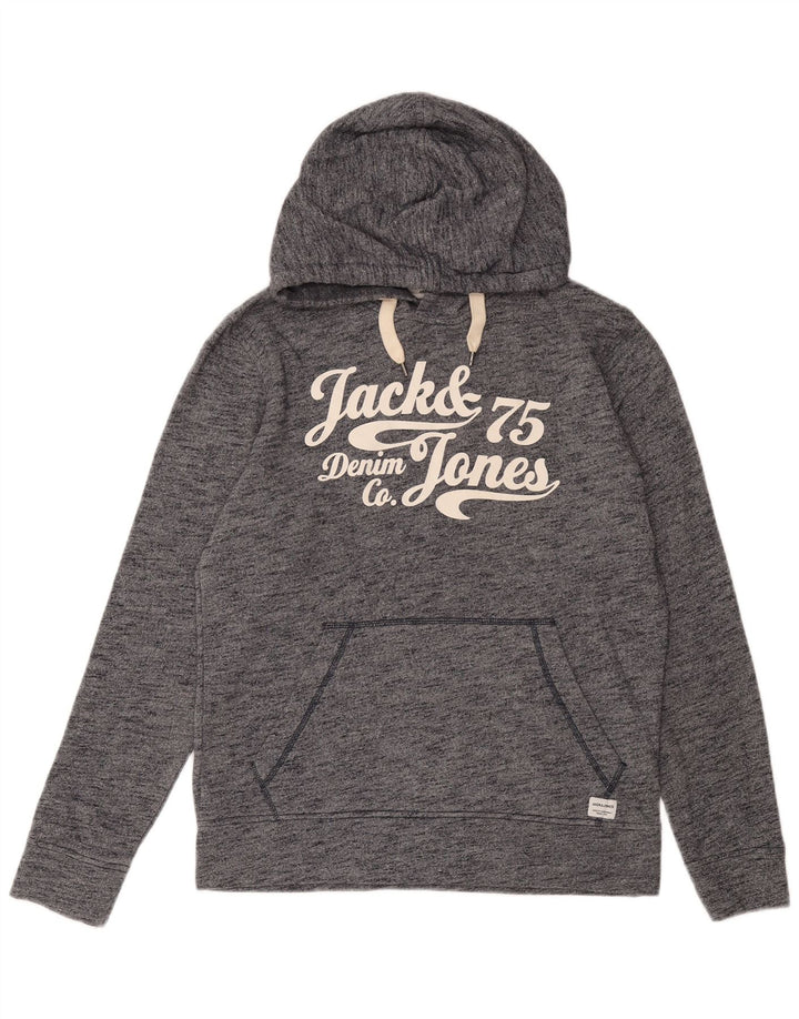 JACK & JONES Ανδρικό γραφικό μπλουζάκι με κουκούλα Μικρό μπλε ναυτικό βαμβακερό