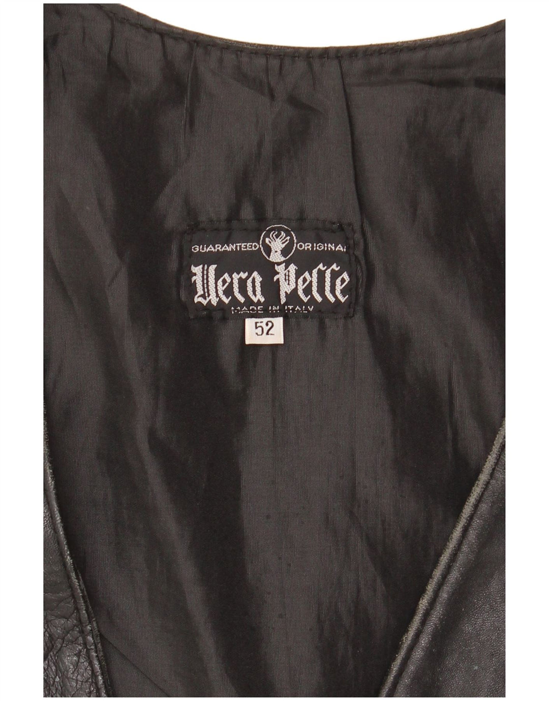 VINTAGE Ανδρικό Δερμάτινο Γιλέκο IT 52 Μεγάλο Δερμάτινο Μαύρο