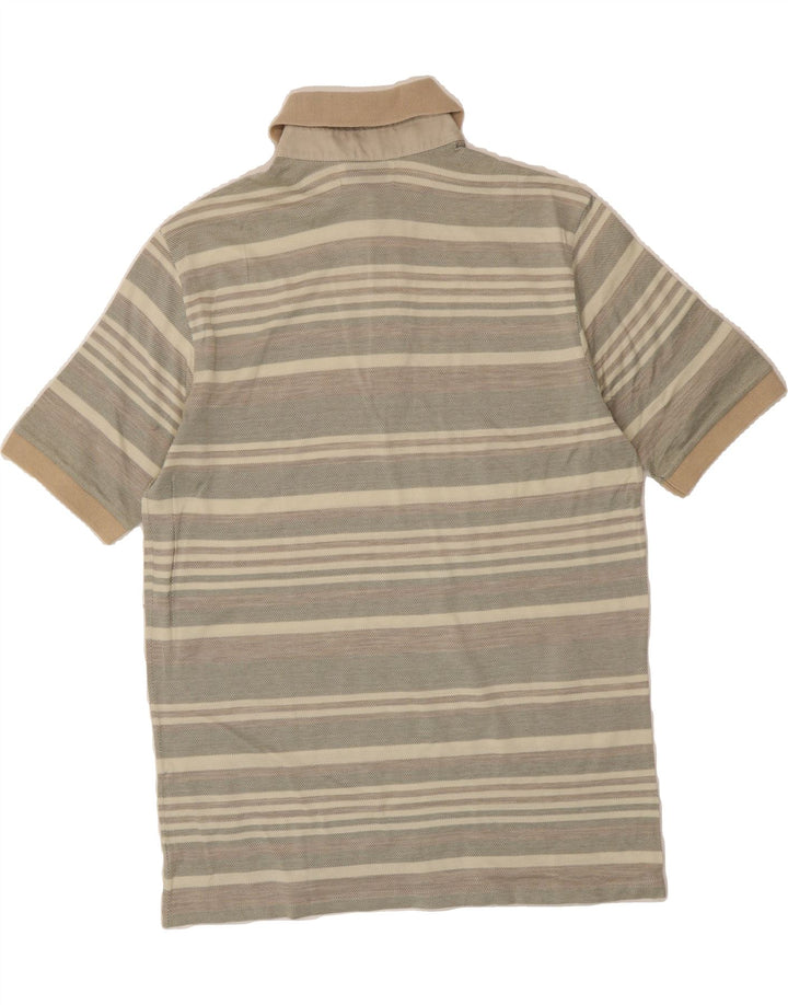 ENRICO COVERI Mens Polo Shirt Medium Grey Striped Vintage Enrico Coveri and Second-Hand Enrico Coveri from Messina Hembry 