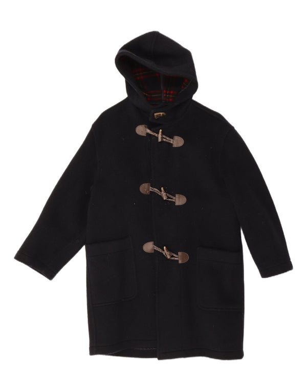 Vintage Ανδρικό παλτό Duffle με κουκούλα UK 38 μεσαίο ναυτικό παρθένο μαλλί