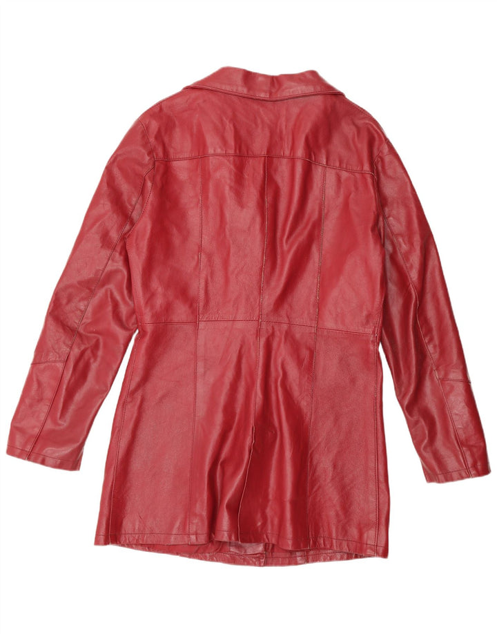 Vintage Γυναικείο Δερμάτινο Παλτό UK 18 XL Κόκκινο Δερμάτινο