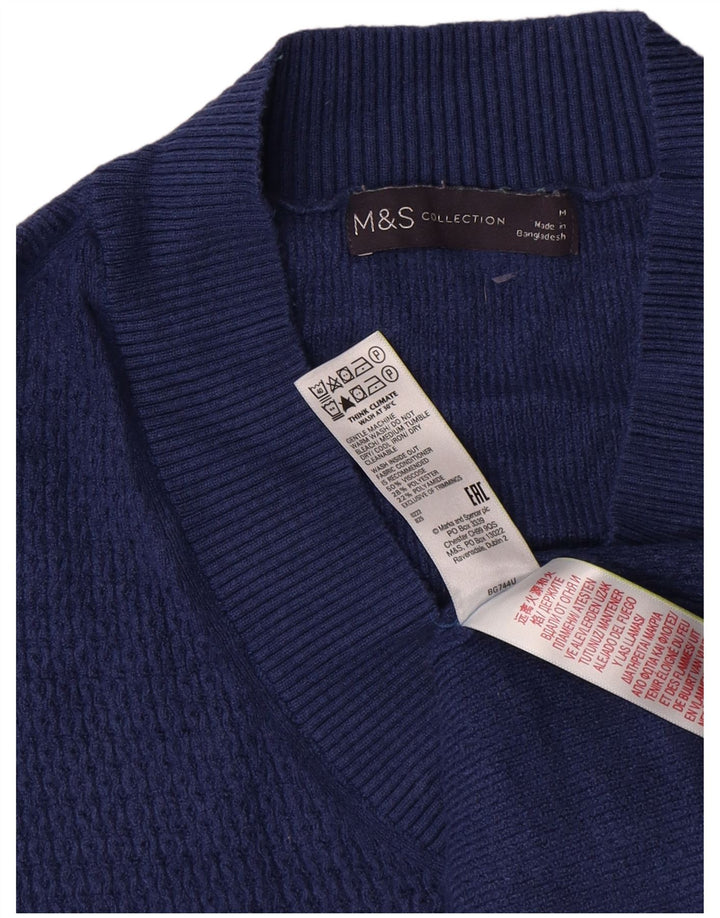 Marks & Spencer Ανδρικό πουλόβερ με λαιμόκοψη σε μεσαίο μπλε βισκόζη