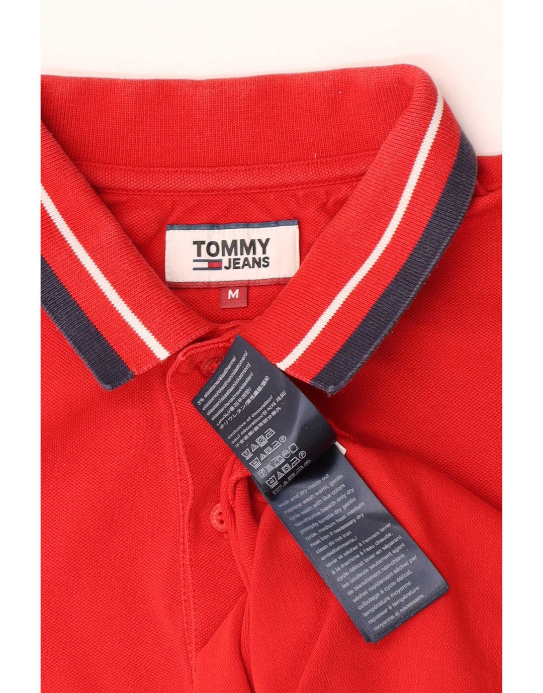 Ανδρικό πουκάμισο πόλο Tommy Hilfiger, Βαμβακερό μεσαίο κόκκινο ριγέ