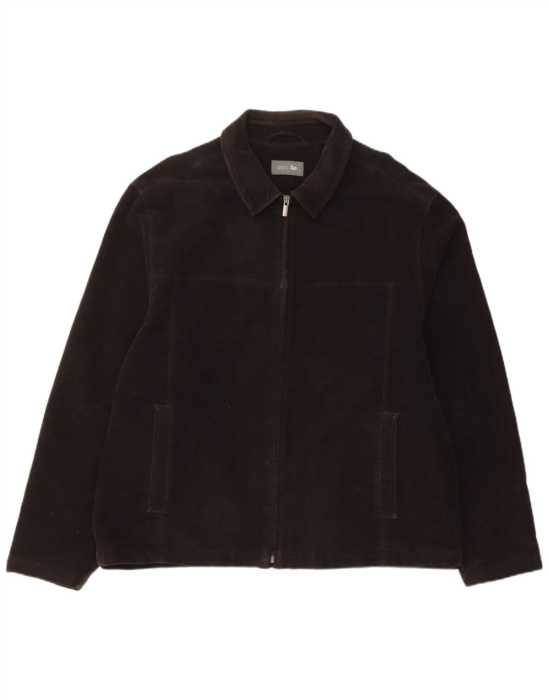 Marks & Spencer Mens Bomber Jacket UK 40 Large Black Cotton