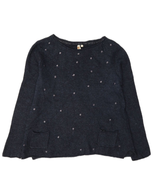 White Stuff Γυναικείο πουλόβερ με λαιμό σκάφος UK 12 Medium Navy Blue Viscose