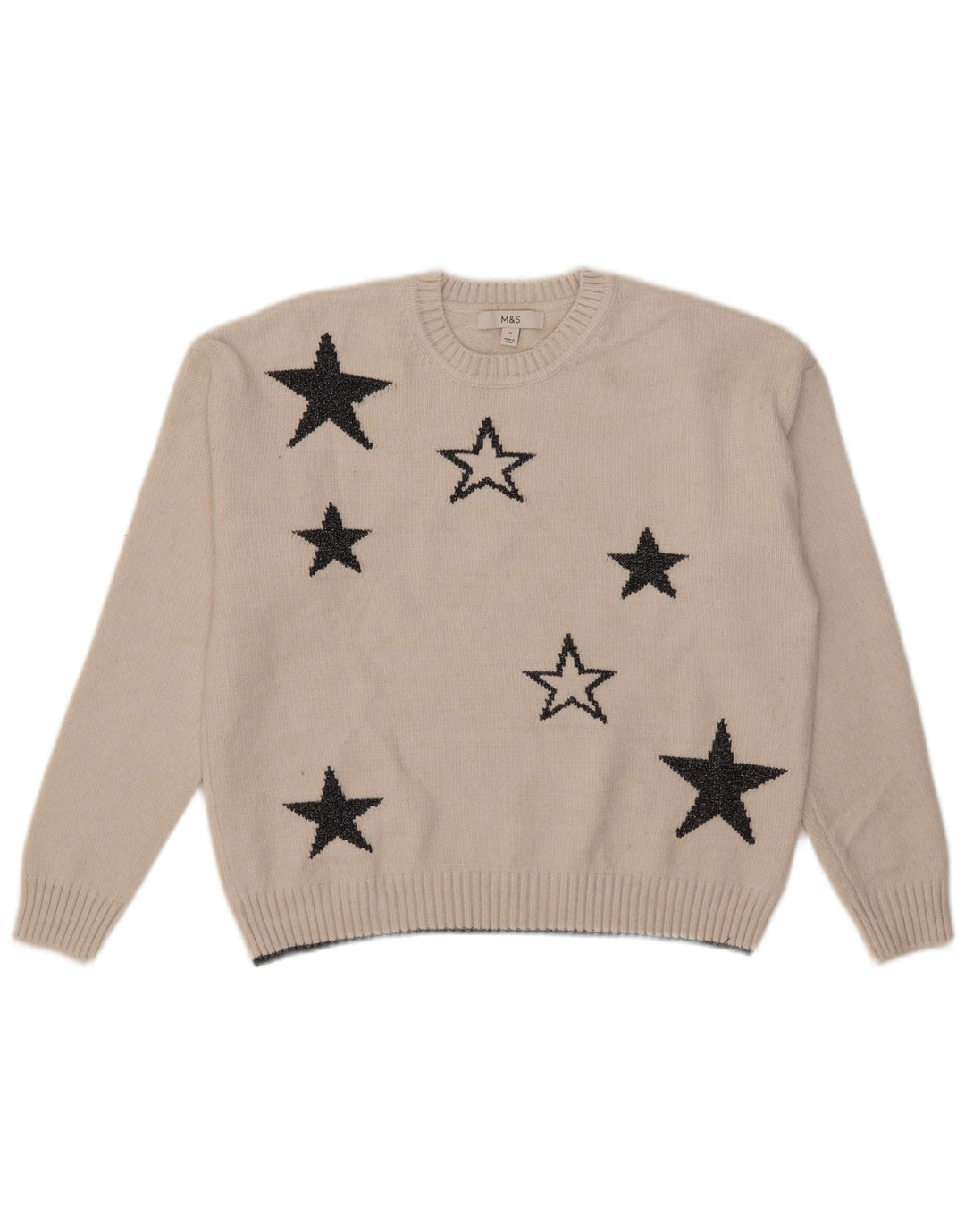 Marks & Spencer Γυναικείο πουλόβερ με λαιμόκοψη UK 14 Medium Off White