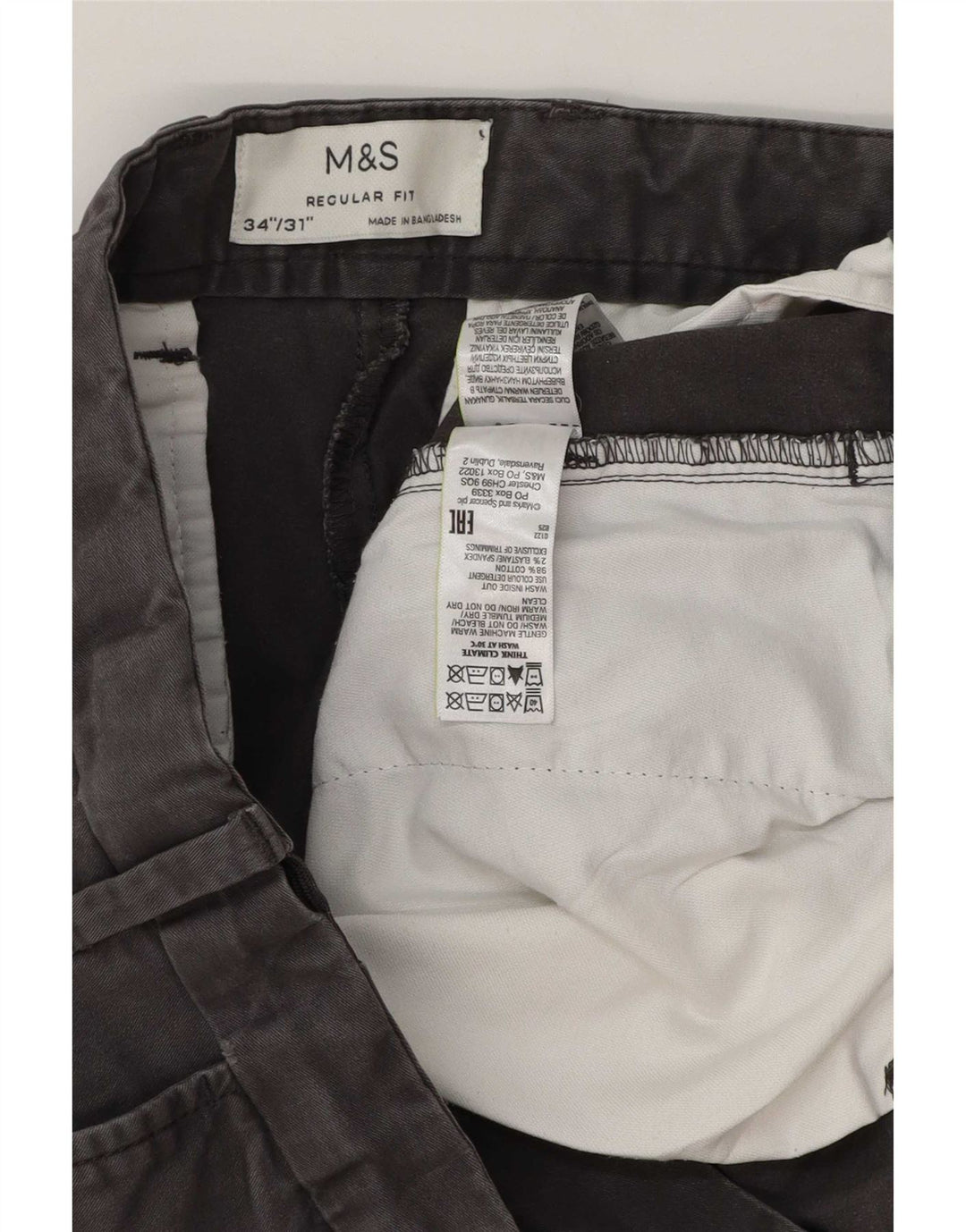 Marks & Spencer Ανδρικό παντελόνι Chino με κανονική εφαρμογή W34 L30 Γκρι βαμβακερό
