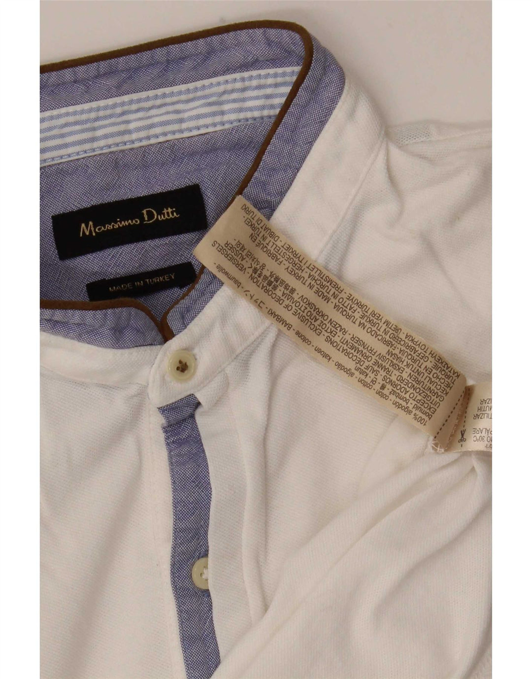 Ανδρικό πουκάμισο πόλο Massimo Dutti, μεσαίο λευκό βαμβακερό