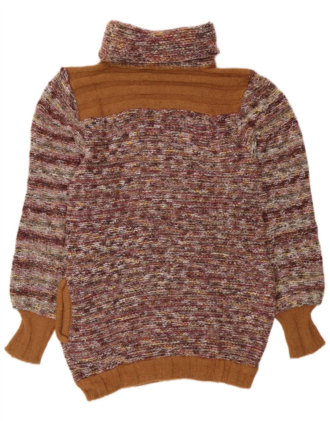VINTAGE Γυναικείο πουλόβερ με ρολό λαιμόκοψη UK 14 μεσαία πολύχρωμα ριγέ
