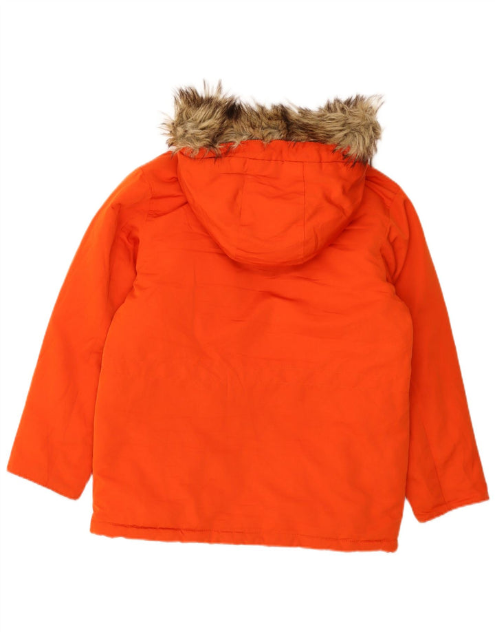 GAP Boys Hooded Parka Jacket 11-12 Years XL Orange Polyester