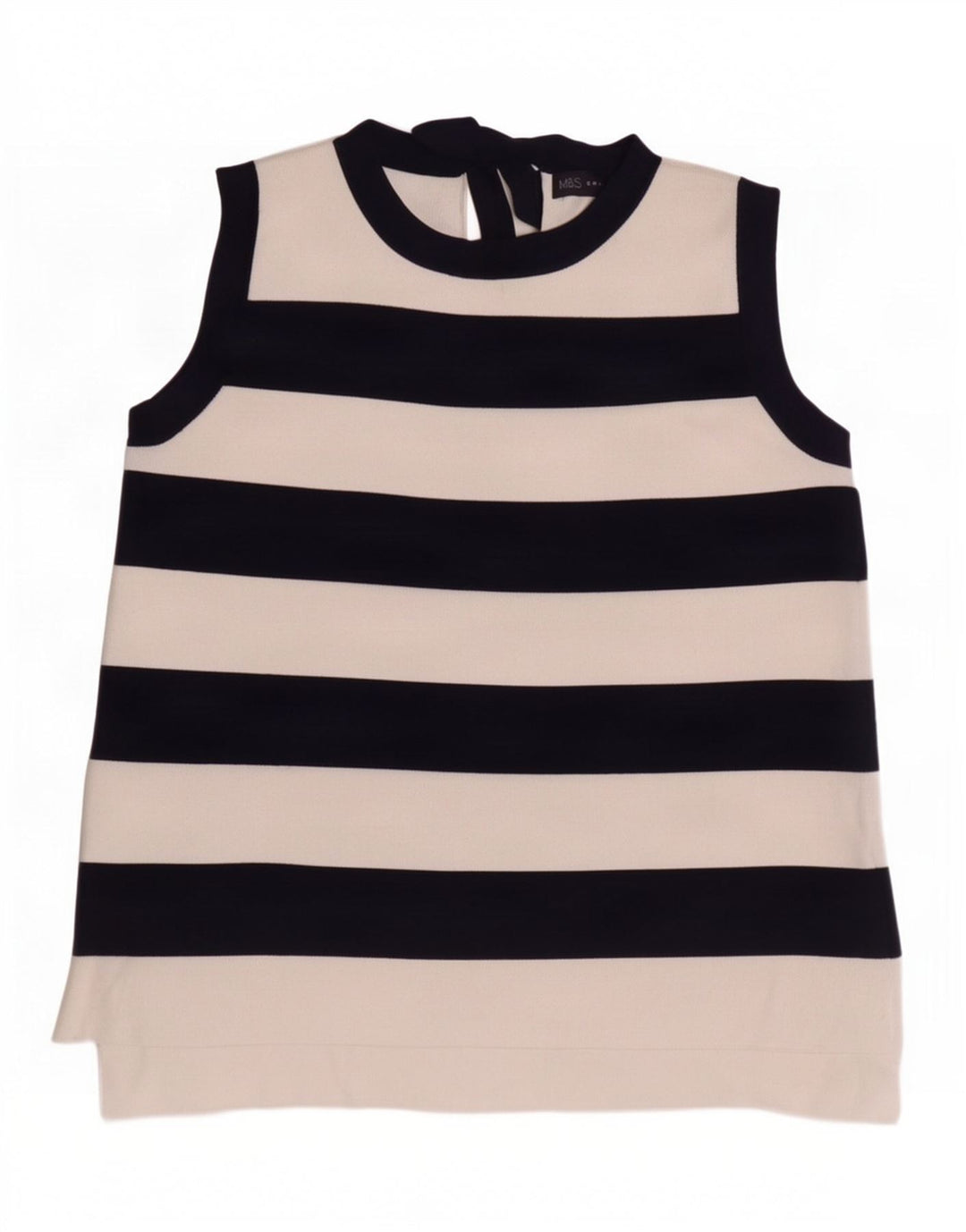 Marks & Spencer Γυναικείο φανελάκι UK 12 Medium Navy Blue ριγέ πολυαμίδιο
