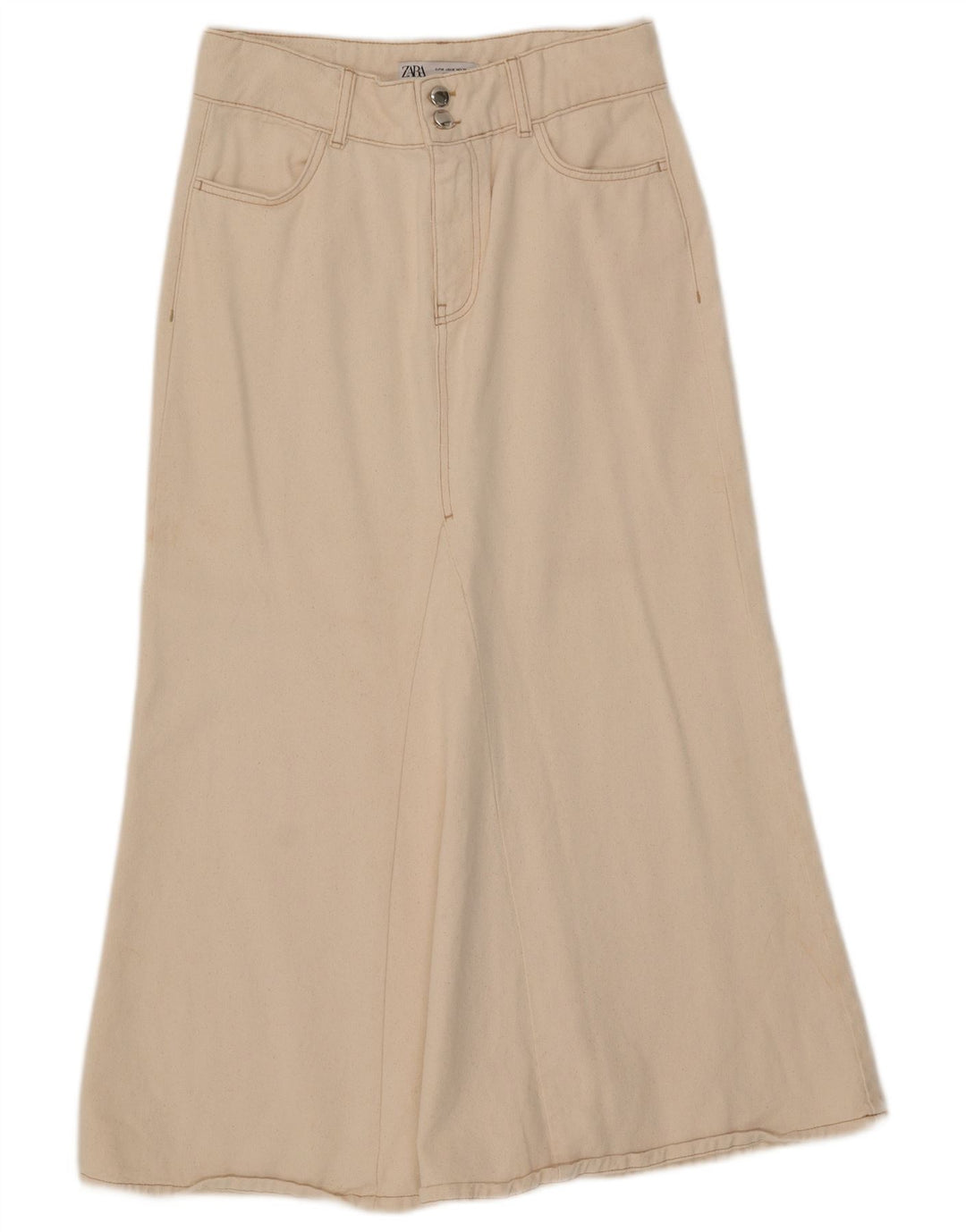 Zara Γυναικεία Midi Φούστα Medium W29 Beige Βαμβακερή